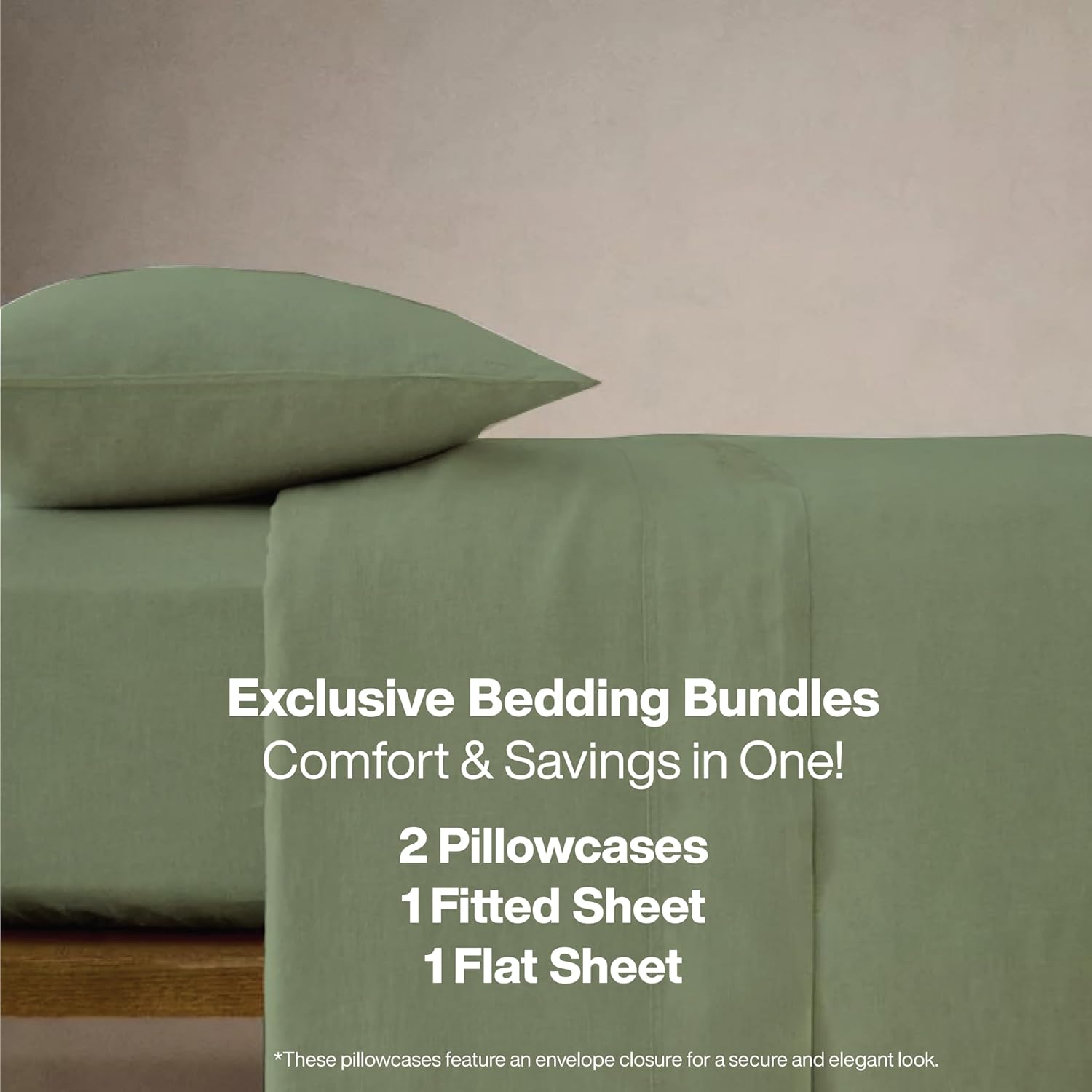 QUEENSBAY Queen Sheet Set - 4 Pieces Super Soft Microfiber | 16 Inch Deep Pocket, Cooling, Sage Green