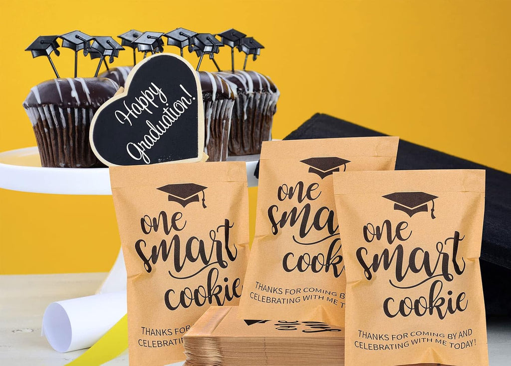 Whaline Graduation Candy Gift Bags - 100 Pack Self-Adhesive Kraft Paper Treat Bags for 2026 Party