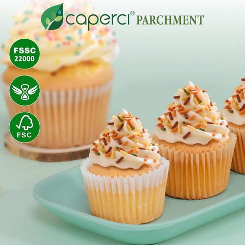 Caperci Mini Cupcake Liners - 400 Pcs White Paper Muffin Liners, Non-Stick & Grease-Proof
