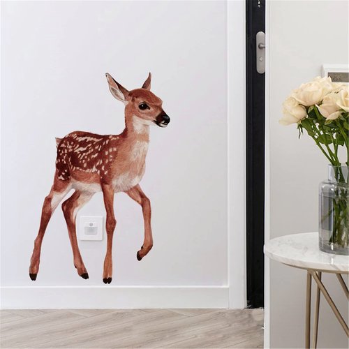 ROFARSO Lifelike Cute Lovely Deer Doe Animal Wall Stickers Removable Wall Decals Peel and Stick Wall Art Decorations Home Decor for Kid Nursery Baby Bedroom Living Room Playing Room Murals…