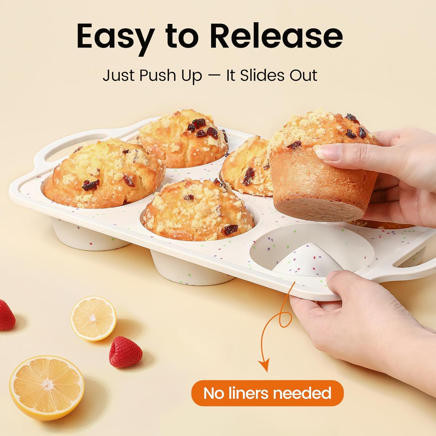Silicone Jumbo Muffin Pan Set by [Brand Name] - Non-Stick, BPA-Free, Dishwasher Safe | 6 Cup with Metal Frame & Handles
