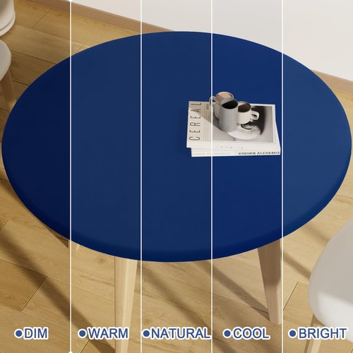 Moosfor Round Spandex Tablecloth, Elastic Fitted Waterproof Tablecloths for 36"-44" Tables, Stretch Washable Picnic Table Cover for Camping, Dining, Indoor and Outdoor, Navy
