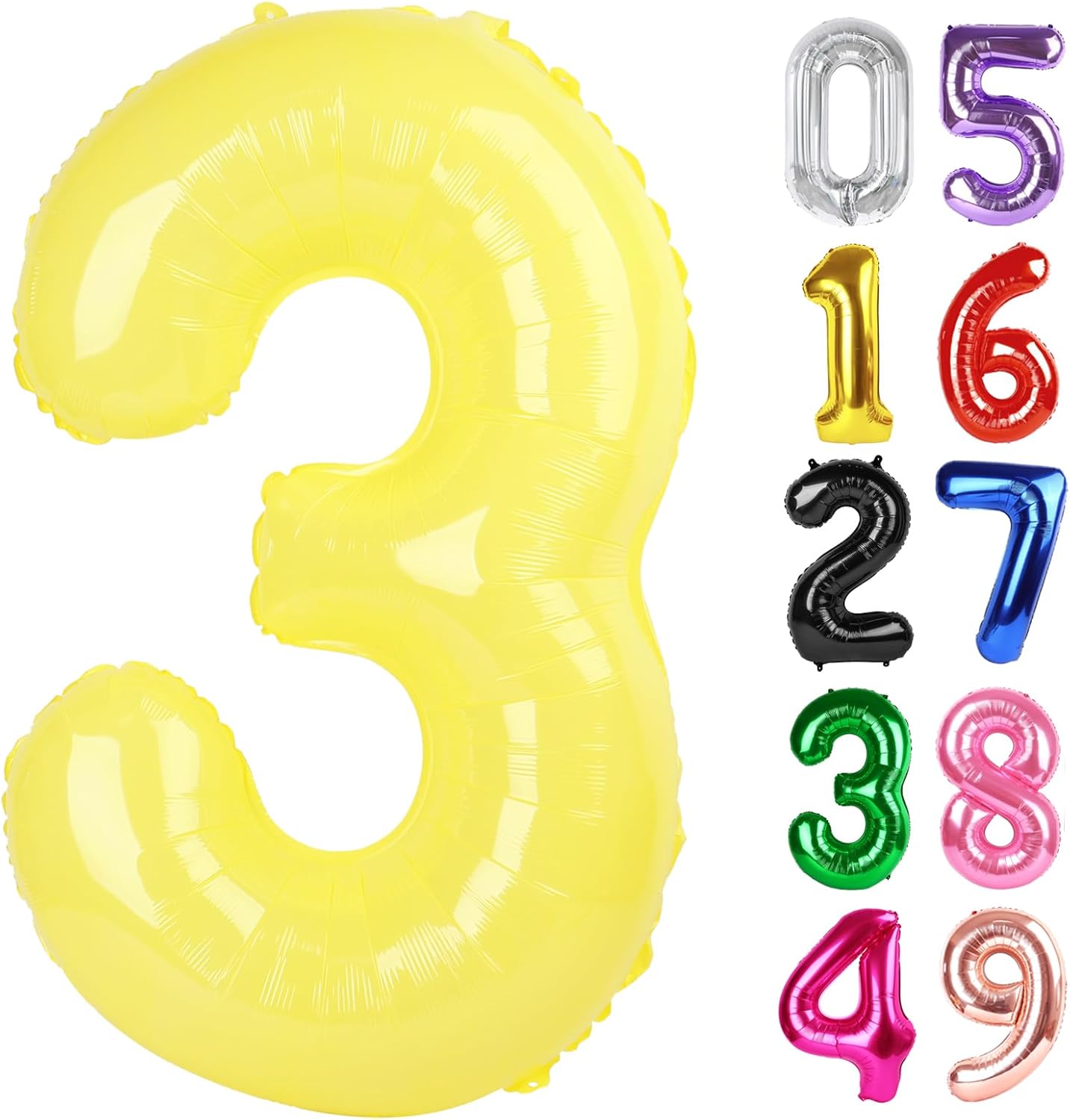 Yellow Number 3 Balloon - 40 Inch Birthday Celebration Decor for Kids & Adults | Perfect for 3rd Birthday Parties