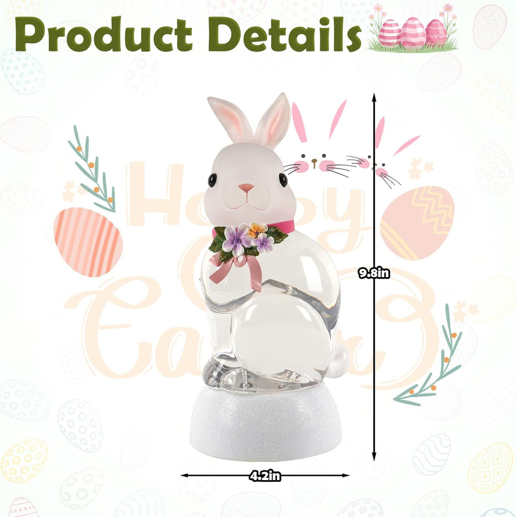 Spring Rabbit Snow Globe Lantern - Glittering Bunny Decor with 6-Hour Timer | USB & Battery Powered