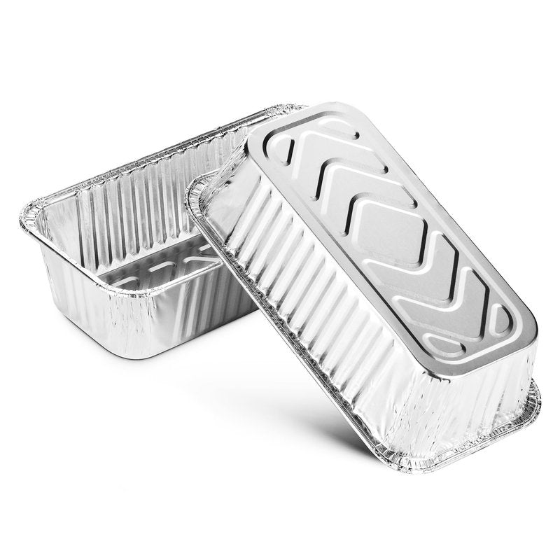 MontoPack Aluminum Disposable Loaf Pans | Deep Standard Size 8.5” x 4.5” Extra Thick Foil Bread Containers for Baking, Food Storage & Takeout | Eco-Friendly & Recyclable | Bulk 50-Pack 2 Pound Trays