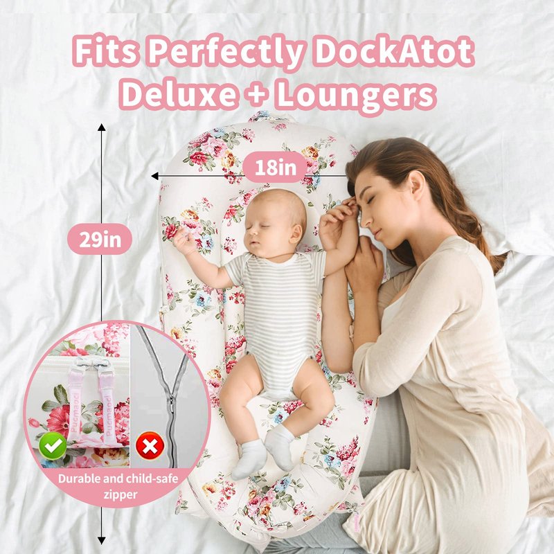 Baby Lounger Cover for Dockatot Deluxe + | 100% Cotton Hypoallergenic Newborn Premium Quality Spare Cover(Cover Only) (Rainbow)
