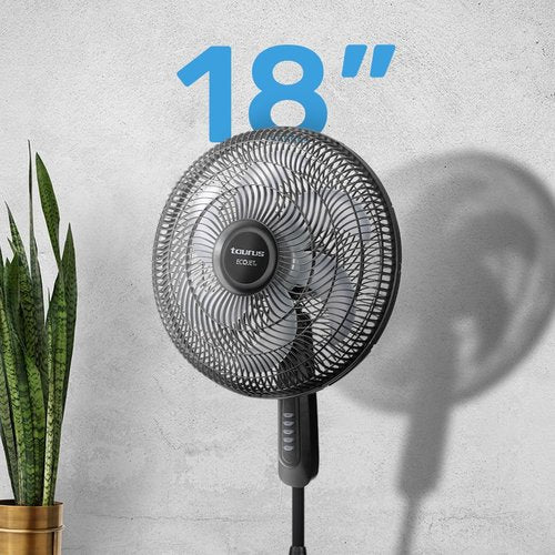 Taurus Silent Power 18” Stand Fan with ECOJET Grille – Ultra Quiet Pedestal Fan with Oscillation, 3 Speeds & Adjustable Height – More Airflow, Less Noise – Modern Powerful Floor Fan for Home or Office
