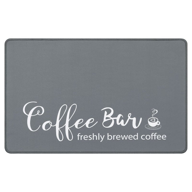 SHACOS Coffee Bar Mats 2 pcs 12x19 Inch Absorbent Non Slip Rubber, Waterproof Heat Resistant, Gray