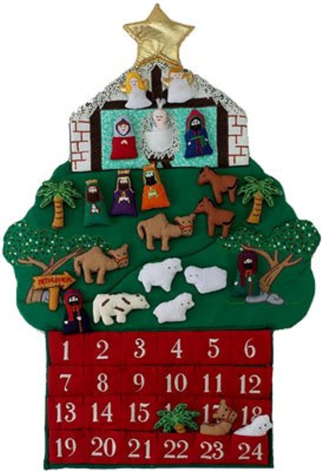 Nativity Fabric Advent Calendar - Festive Holiday Countdown | Soft, Durable Material
