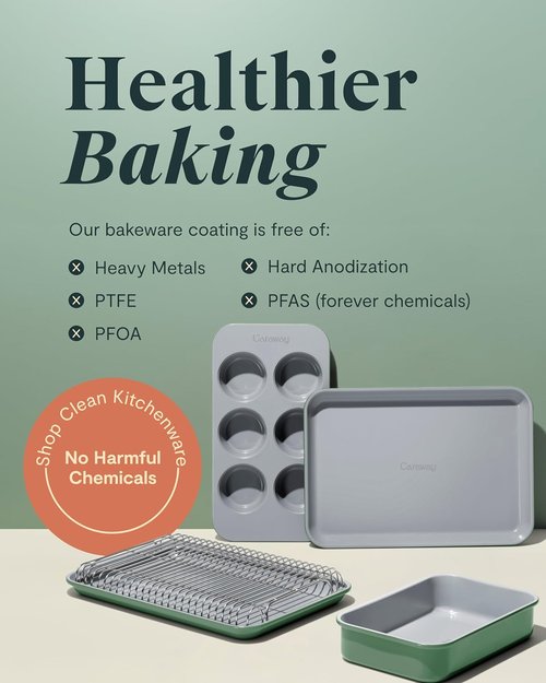 Caraway Nonstick Ceramic Baking Sheet - Non-Toxic & Oven Safe 9x13” Mini Sheet Pan - Cream Color