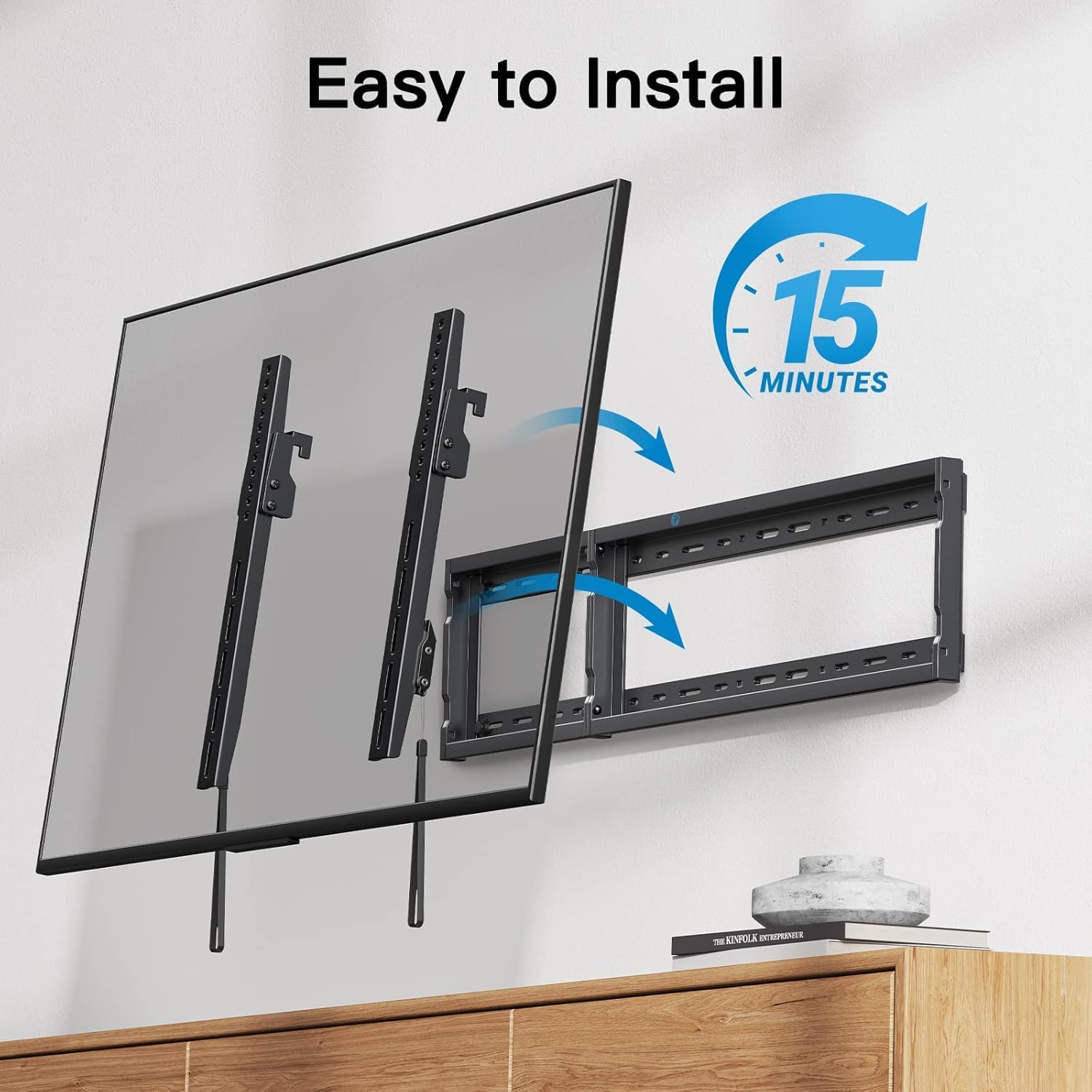 Pipishell Tilt TV Wall Mount Bracket - Low Profile for 37-90 Inch LED, LCD, OLED TVs | Supports Up to 132lbs