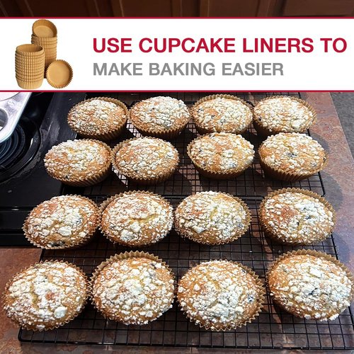 Goalfly Extra Jumbo Cupcake Liners 200 Pcs, 3.54 Inch Parchment Muffin Liners for Baking, Muffin Papers Baking Cups (Brown)
