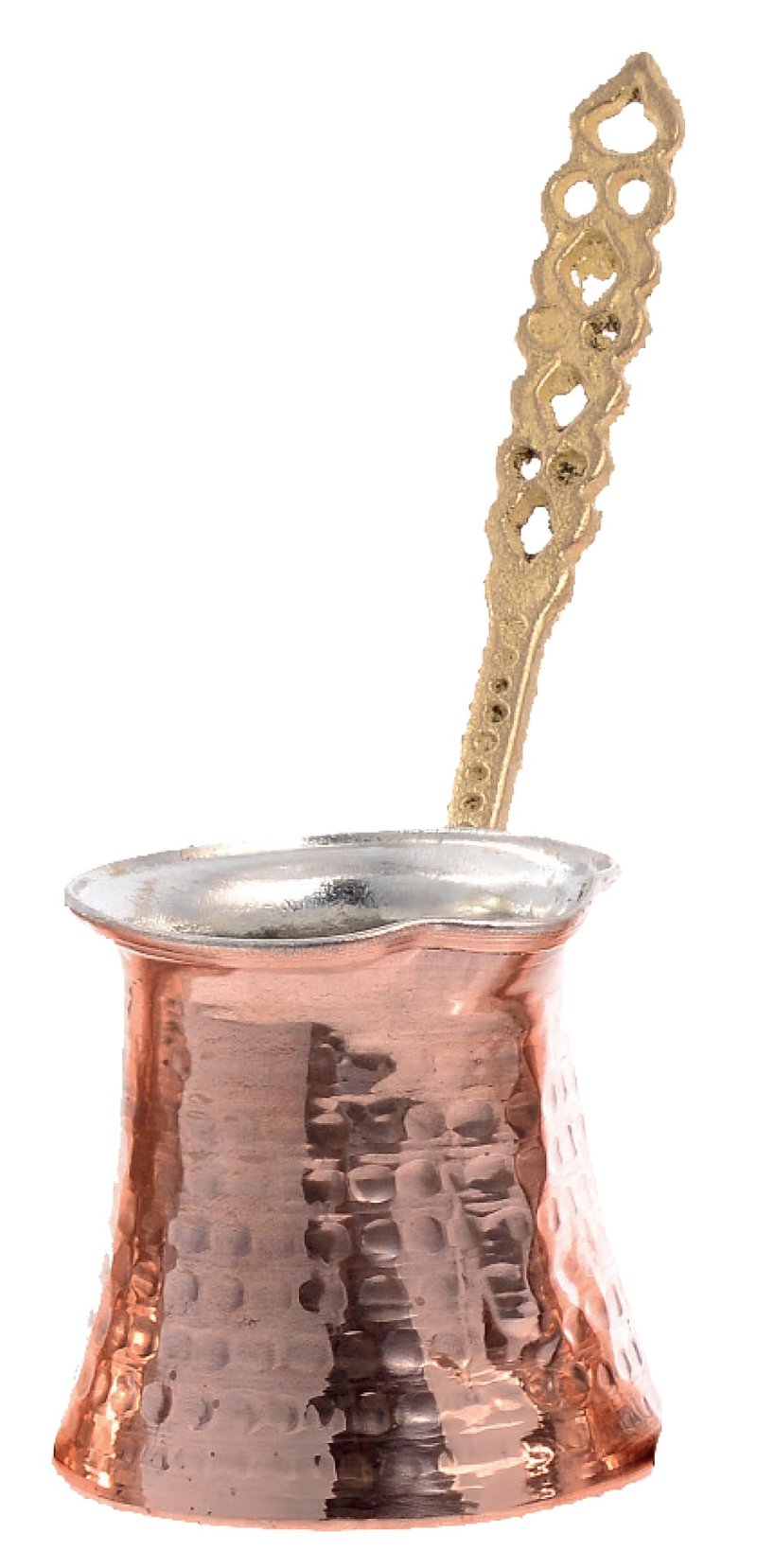 Turkish Solid Hammered Copper Greek Arabic Coffee Pot Stovetop Coffee Maker Cezve Ibrik Briki with (5 Size) (Metal Handle)
