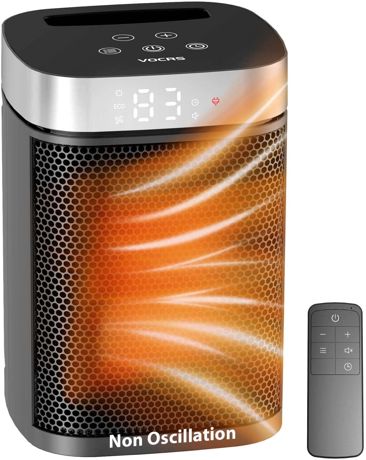 VOCRS 1500W PTC Electric Space Heater - Portable Indoor Heater with Thermostat, Remote, 12H Timer, Eco Mode
