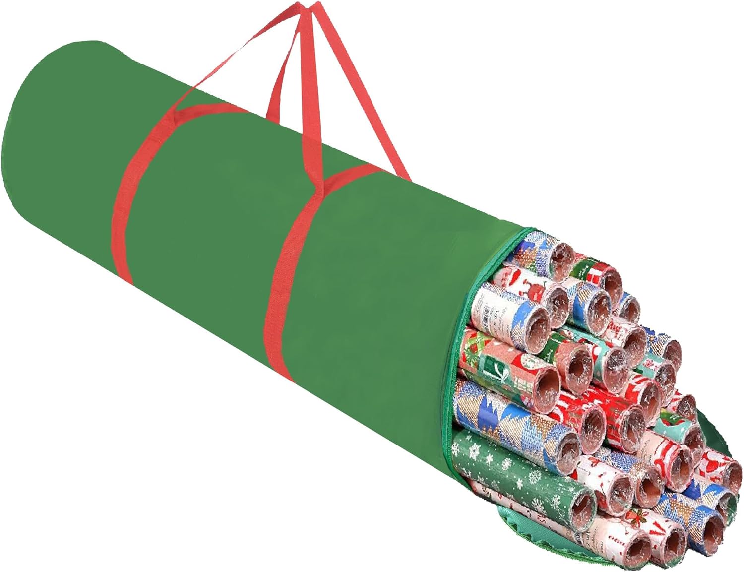 OUTTDID Christmas Wrapping Paper Organizer - Durable 600D Oxford Fabric, Fits 18-25 Rolls, Green