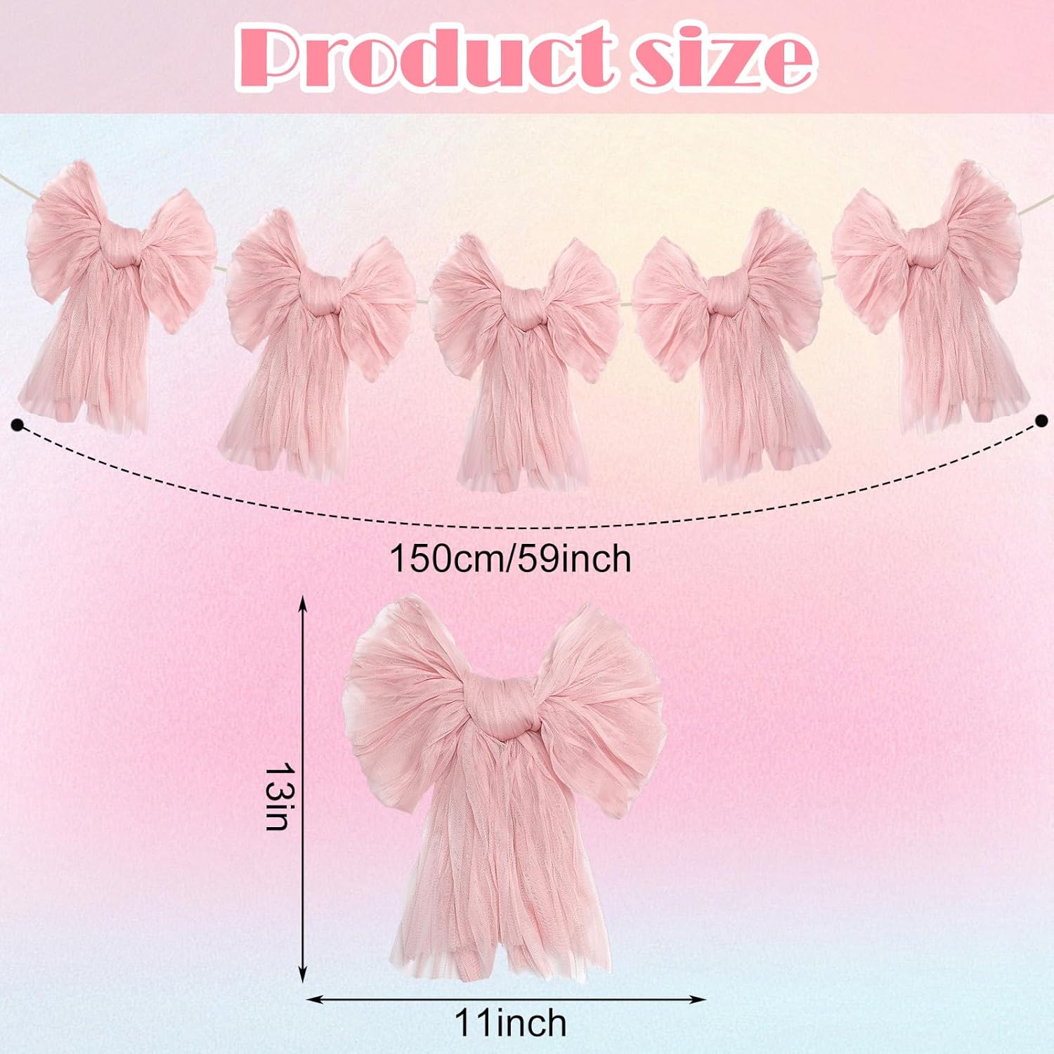 VitalCozy Pink Bow Garland Banner - Charming Decorations for Coquette Birthday & Baby Showers