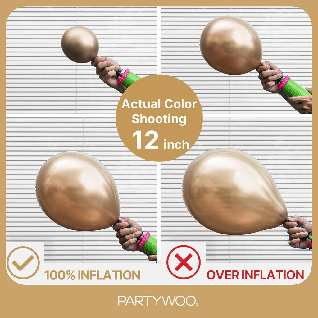 PartyWoo Metallic Gold Balloons - 92-Piece Chrome Gold Balloon Arch Kit for Celebrations | 18", 12", 10", 5" Sizes