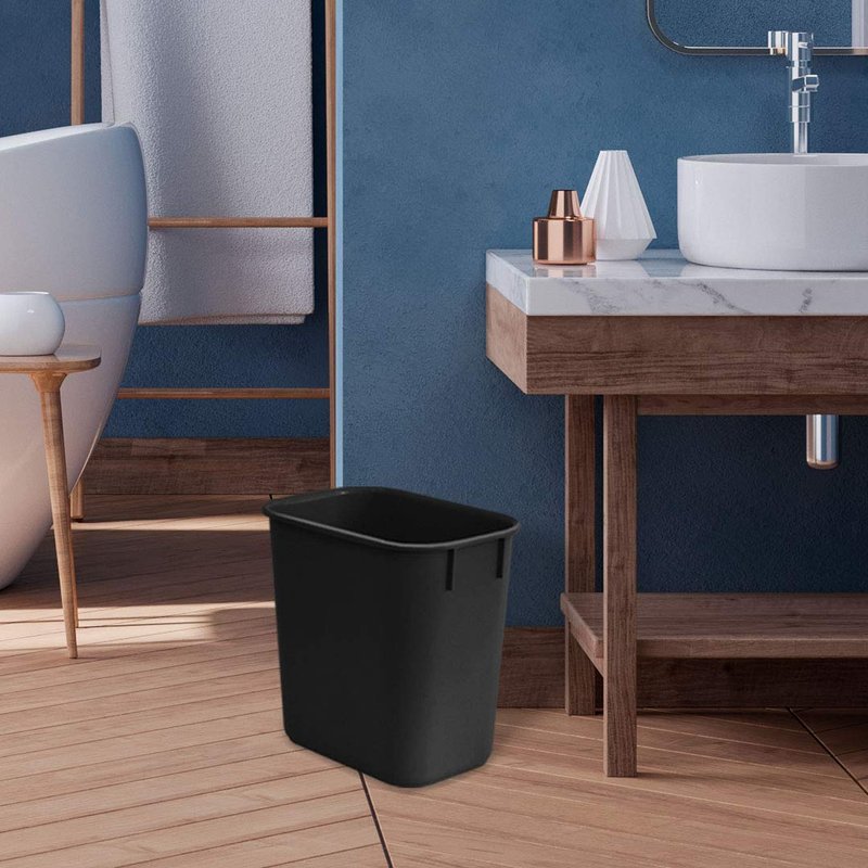 Acrimet Wastebasket, Deskside Bin, 3.25 Gallon/13 Quart/12 Liter, Trash Waste Grabage Can (Plastic) (Black Color) (Set of 8)