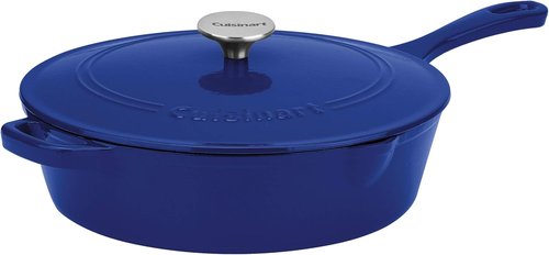 Cuisinart 12-Inch Cast Iron Chicken Fryer - 4.5 Quart, Oven Safe, Induction Compatible, Cobalt Blue