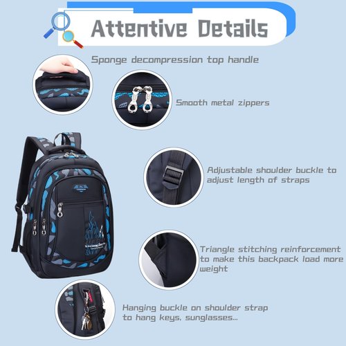 3Pcs Camo-Print Primary School Backpack and Lunch-Bag Set for Boys Camouflage Elementary Bookbag Rucksack Waterproof