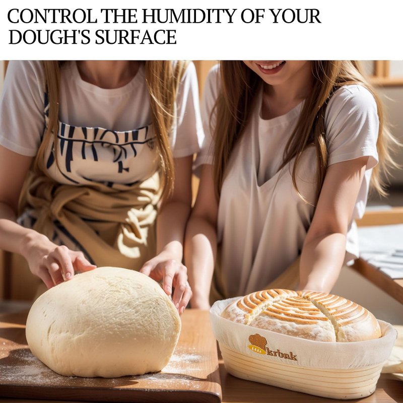 Banneton Bread Proofing Basket, Proofing Basket for Sourdough Bread Baking, Indonesian Rattan Bread Bowl Sourdough Bread Baking Supplies with Linen Liner (9" Round + 10" Oval)