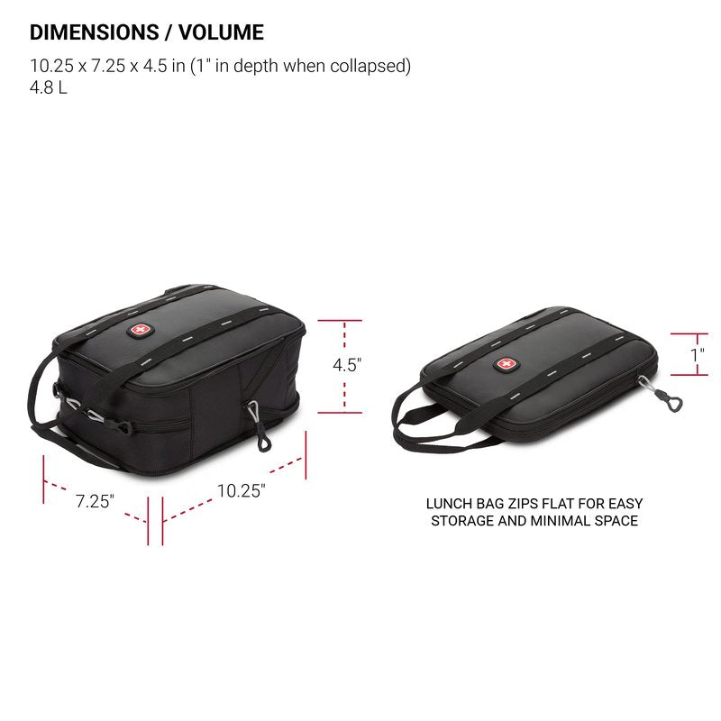 SwissGear 3733 Collapsible Insulated Lunch Bag, Black/Red
