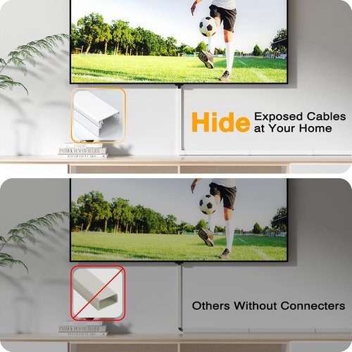Delamu Cord Hider - 157in Premium Cable Management Covers for Wall Wires | White, 0.95in x 0.55in