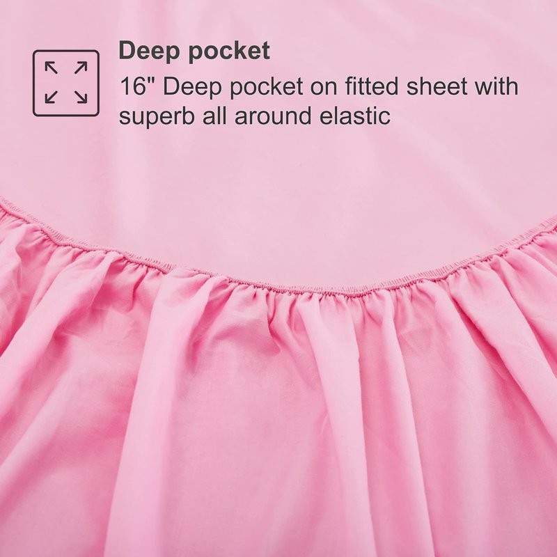 Best Season 400 Thread Count Cotton Queen Size Sheet Set (Pink Color) 4 Piece - 100% Long Staple Cotton Sheets Set, Soft Cotton Bed Sheets Sets with Deep Pocket fit Upto 16 inch