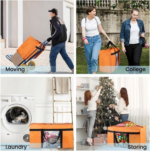 CIVJET Extra Large Heavy-Duty Moving Bags - 6 Pack with Reinforced Zippers & Handles | Ideal for Clothes & Storage