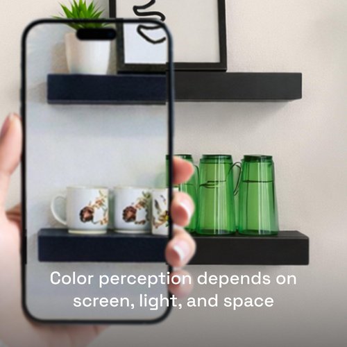 BAOBAB WORKSHOP Wood Floating Shelves for Bathroom Wall - Black Shelf 16 inch - Solid Wood Shelves for Wall for Bedroom Kitchen Living Room - Black Floating Shelves - 16 x 6.7 Inch, Set of 2