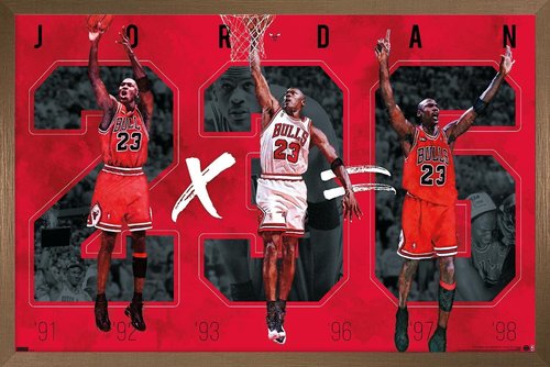 Trends International Michael Jordan - Six Wall Poster, 14.725" x 22.375", Bronze Framed Version