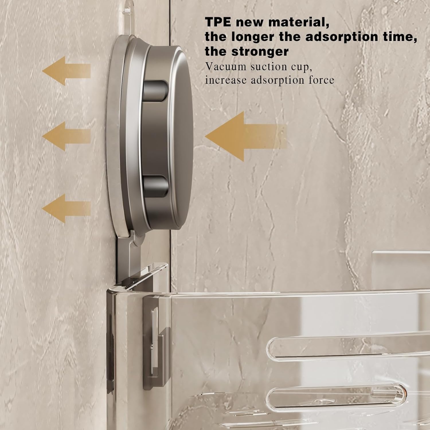 VOLPONE Corner Shower Caddy - No-Drill Suction Cup Bathroom Organizer with Towel Bar Hooks | Matte Gray (2-Pack)