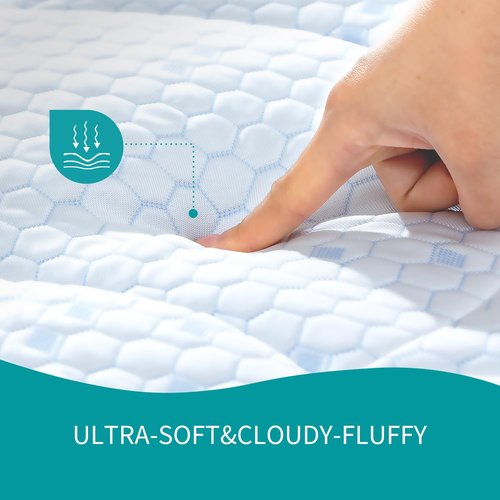 PRIMESOFT Queen Size Cooling Mattress Pad- Superme Comfort and Breathable, Unmatched Support Mattress Topper, 3 Zone Ergonomic Design, Up to 21 Inch Deep Pocket(60x80,White)