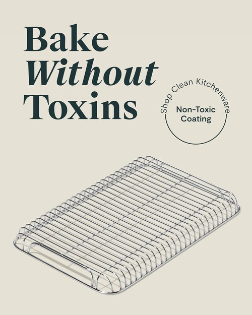 Caraway Stainless Steel Cooling Rack - 9" x 13" - Ideal for Cooling Baked Goods & Icing - Fits Small Baking Sheet