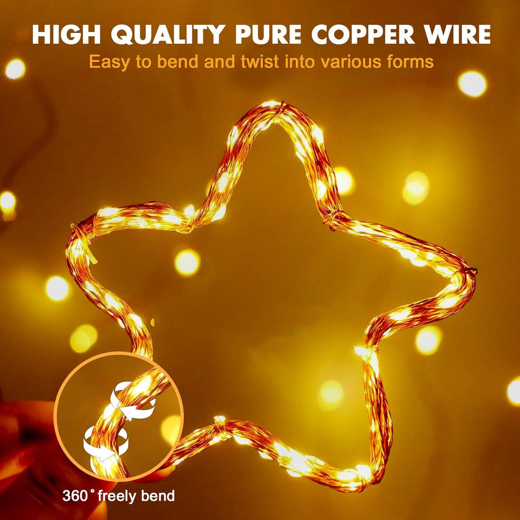 Skiennix 33ft Warm White Fairy Lights - 100 LED Waterproof Copper Wire String Lights for Indoor & Outdoor Decor