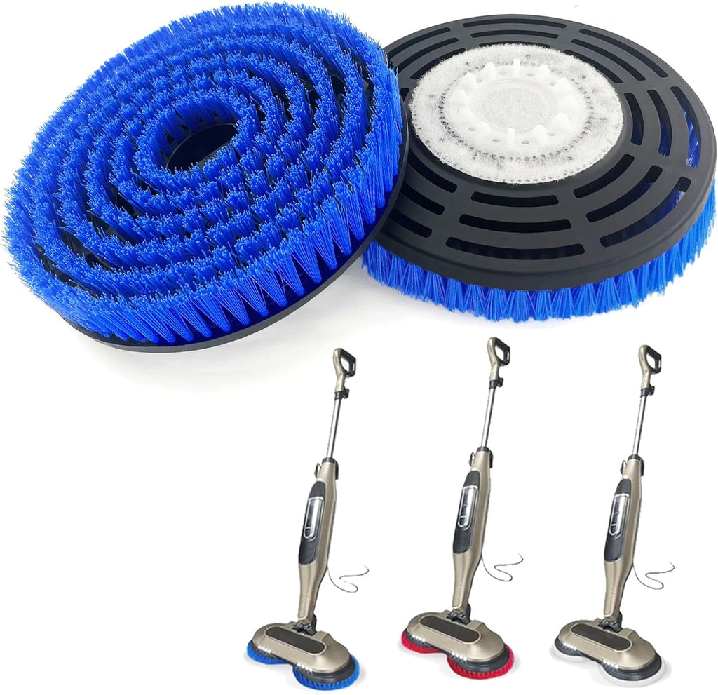 Shark S8201 Replacement Steam Mop Brush Heads - 2 Pack, Upgraded Washable Scrubbing Brushes, Blue