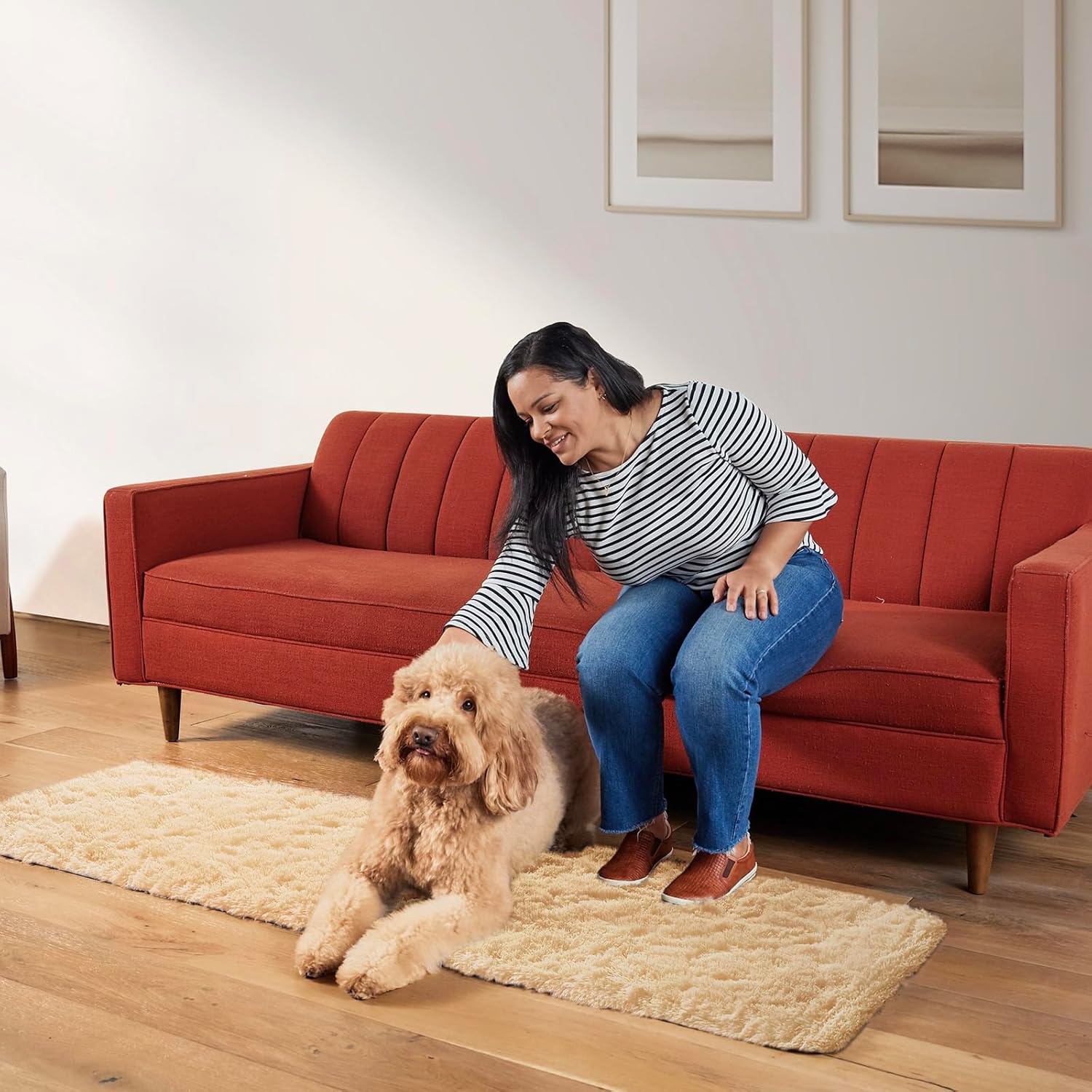 Ophanie Runner Rug - Non-Slip Fluffy Soft Carpet for Hallway | 2x6 Beige Shaggy Design for Kids & Nursery