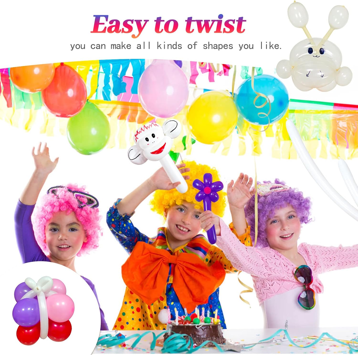 Skiennix 260 Clear Balloons - Thickening Long Latex for Twisting Animals | 100pcs for Parties & Weddings