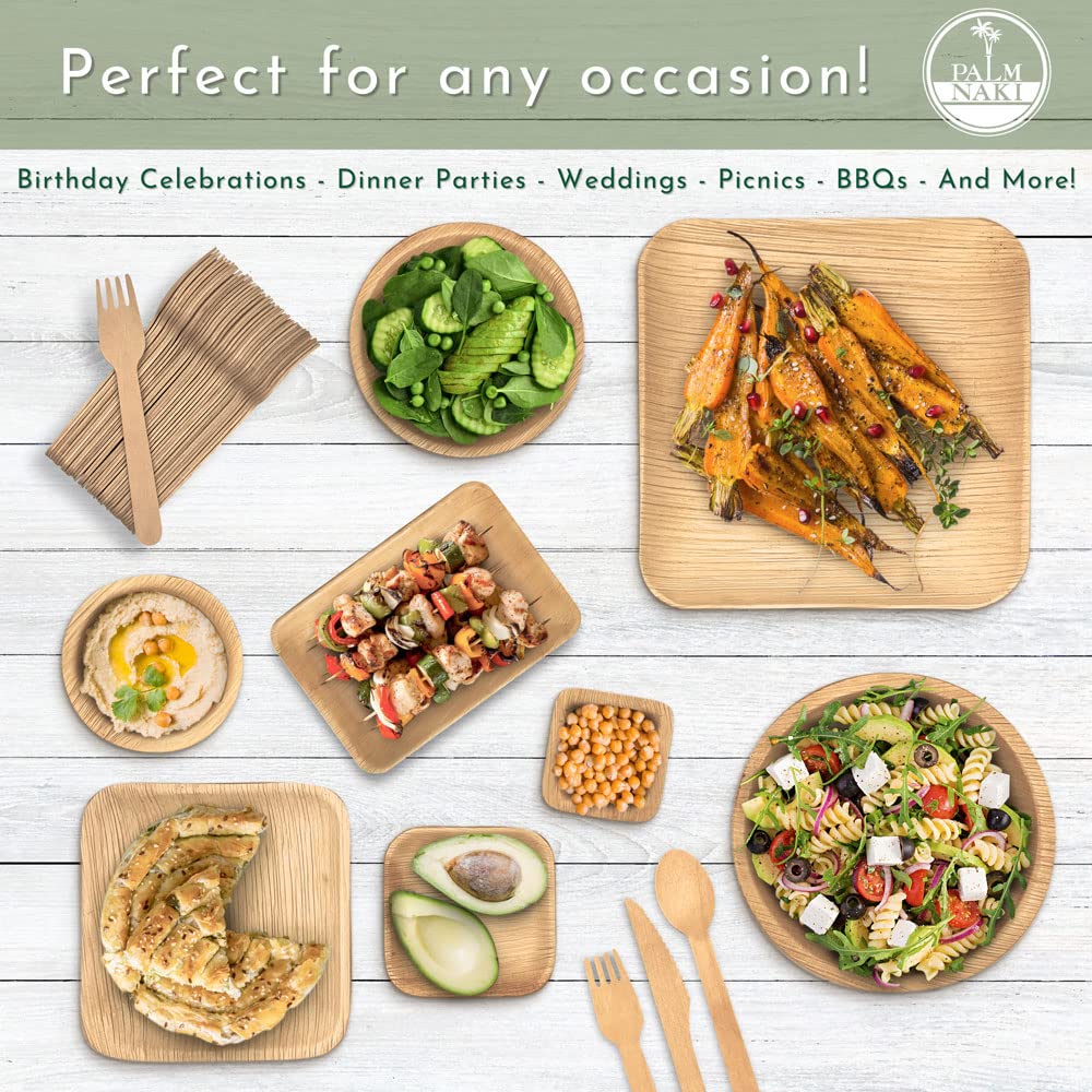 PALM NAKI Palm Leaf Plates | 4" Square Condiment Plates | Compostable Bamboo-Style Plates | Ideal for Events, Gatherings, and Everyday Elegance - 40 Pack