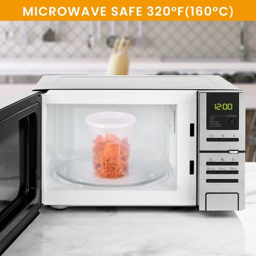 Kitch’nMore 32oz Plastic Deli Food Storage Soup Containers with Airtight Lids, Extra-Thick, Slime, Soup, Leakproof,Stackable,Microwave/Freezer/Dishwasher Safe, BPA Free (24Pack)