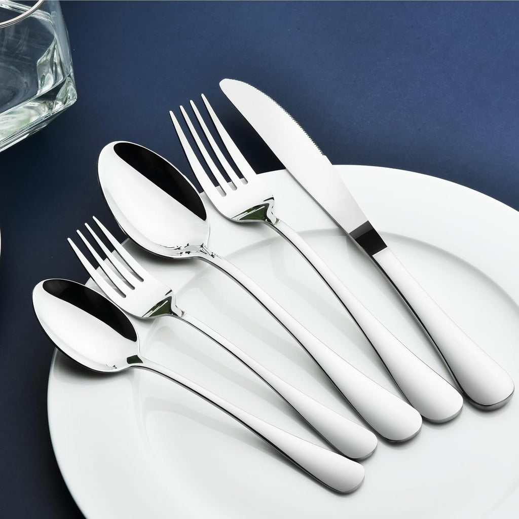 Regine Switzerland 60-Piece Silverware Set - Heavy-Duty Stainless Steel Utensils for 12 | Dishwasher Safe Gift Package