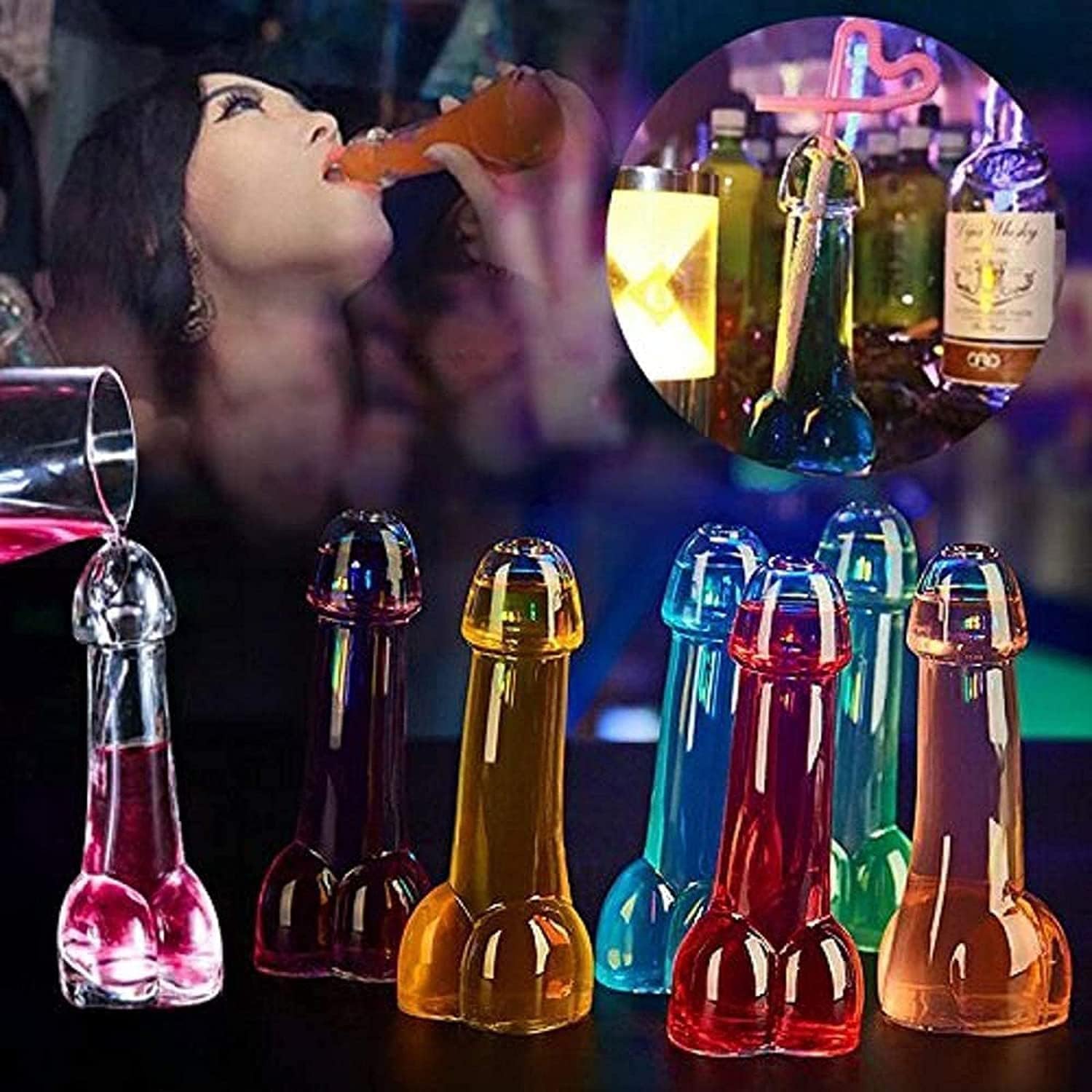 QICWUOY Funny Party Wine Glass, Creative Shape Transparent Champagne Glasses Whiskey Glasses Wine Cup for Novelty Drinking Cup Decoration for Bars, Night Clubs, Hotels, Party.Ideal Gag Gift (8 Pcs)