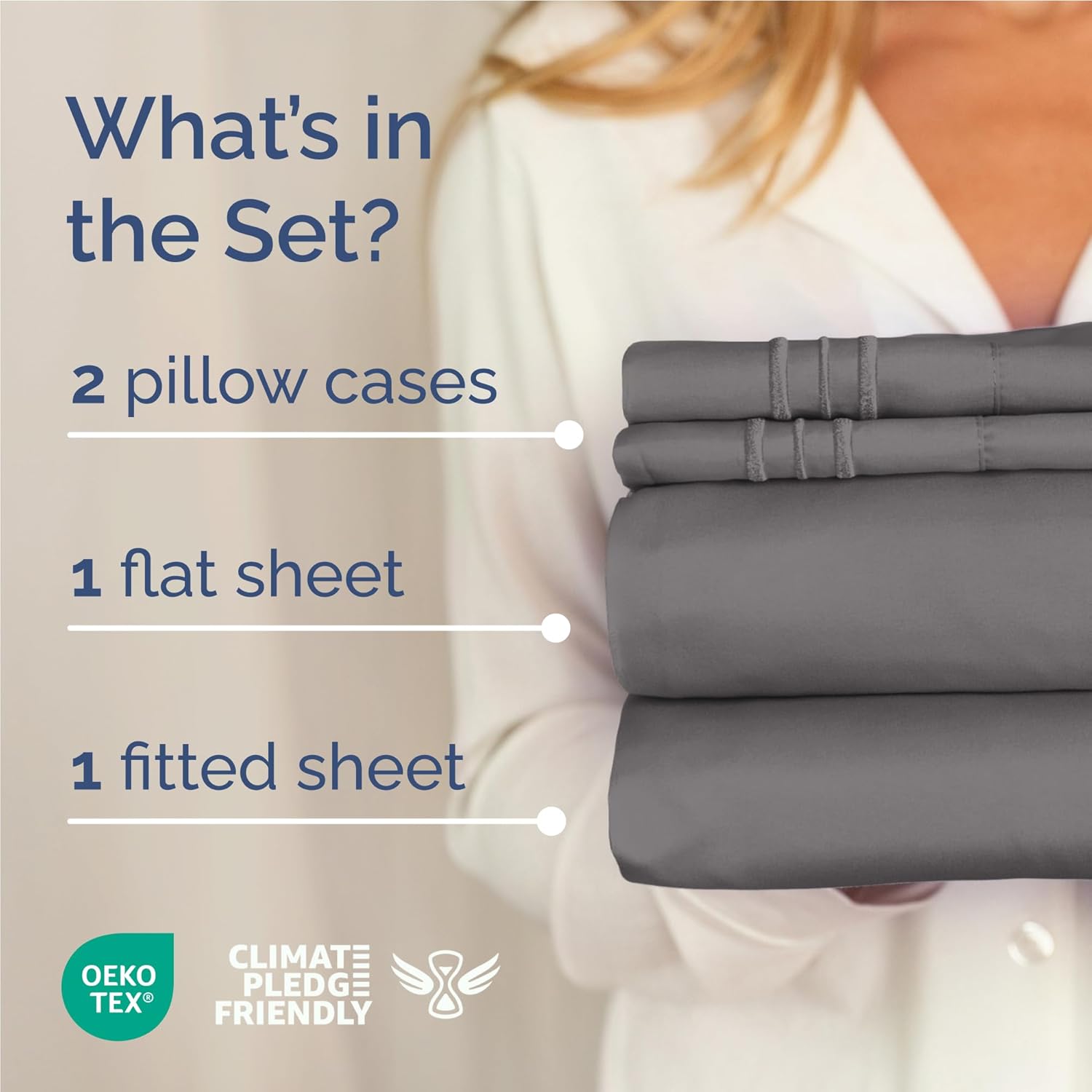 Skiennix Full Size 4 Piece Sheet Set - Ultra-Soft Cooling Bedding - Deep Pocket, Wrinkle-Free - Dark Grey