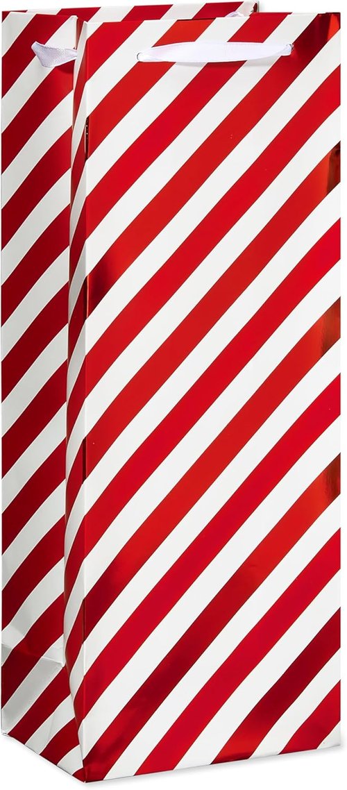 American Greetings Wine Gift Bags - Multi-Design Set in Red, White & Silver (5 Count)