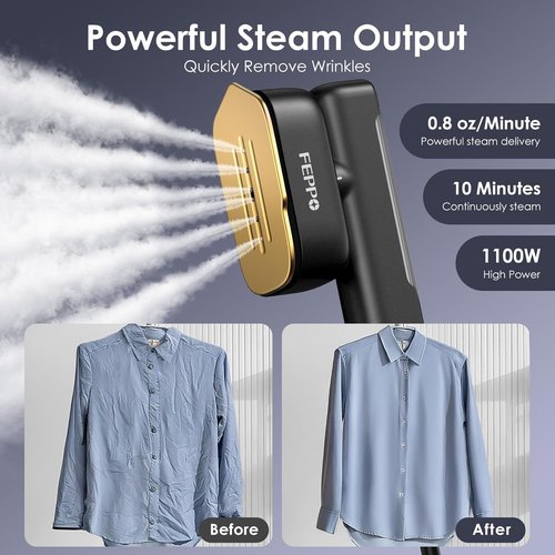 FEPPO Travel Steamer - 2-in-1 Portable Clothes Iron & Steamer | Fast Heat Up, 1100W Power, Dual Voltage