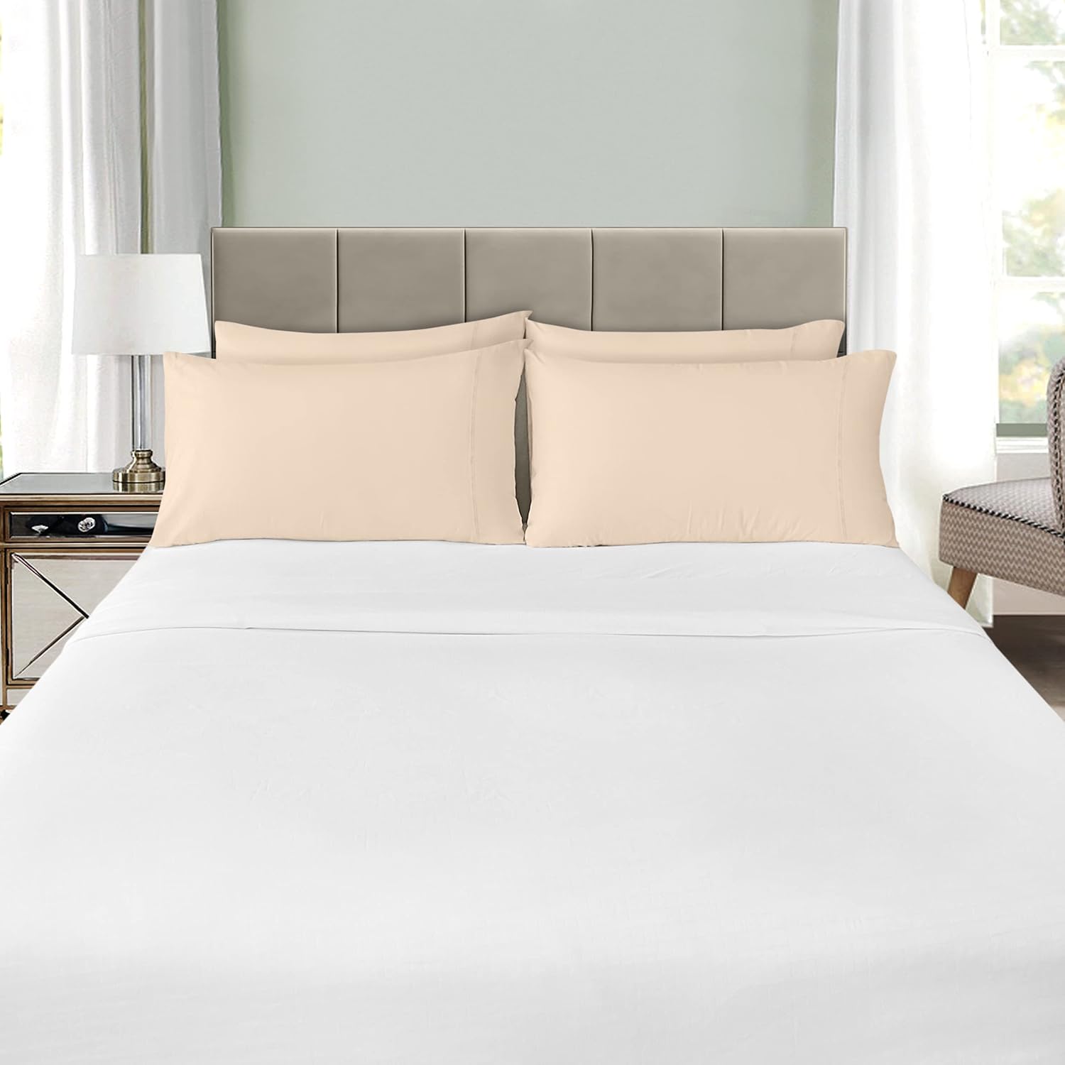 Utopia Bedding Queen Pillow Cases - 12 Pack of Soft Brushed Microfiber - Fade Resistant | 20 x 30 Inches, Beige