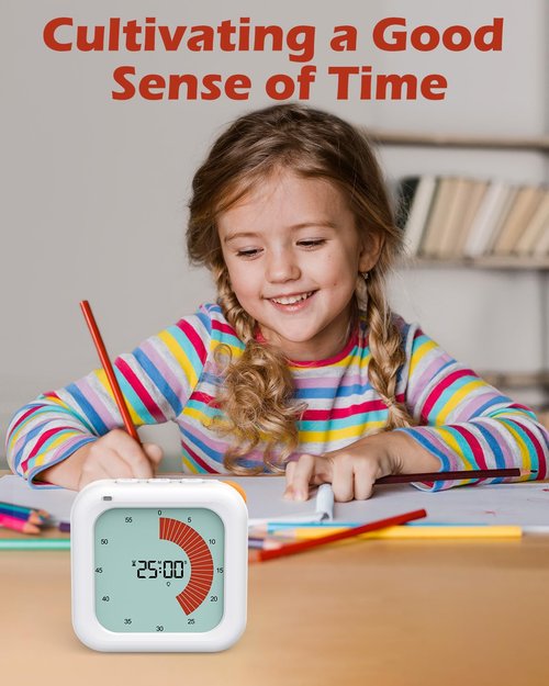 PENTASPI Visual Timer for Kids, 60 Minutes Countdown Kids Timer Visual, Classroom Digital Timer, Teaching Time Management Tool Silent Operation for Homeschool Supplies Study Kids Adults Office Kitchen
