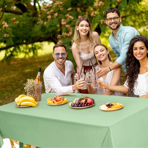 VitalCozy 4 Pcs Sage Green Tablecloths 54 x 108 Inch Gradient Table Cloths Plastic Rectangle Disposable Table Cover Waterproof Tablecloth for Wedding Bridal Birthday Party Spring