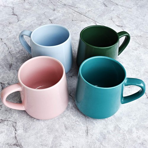 Bosmarlin Large Glossy Ceramic Coffee Mug, Tea Cup for Office and Home, 18 oz, Suitable for Dishwasher and Microwave(Blue, 1)