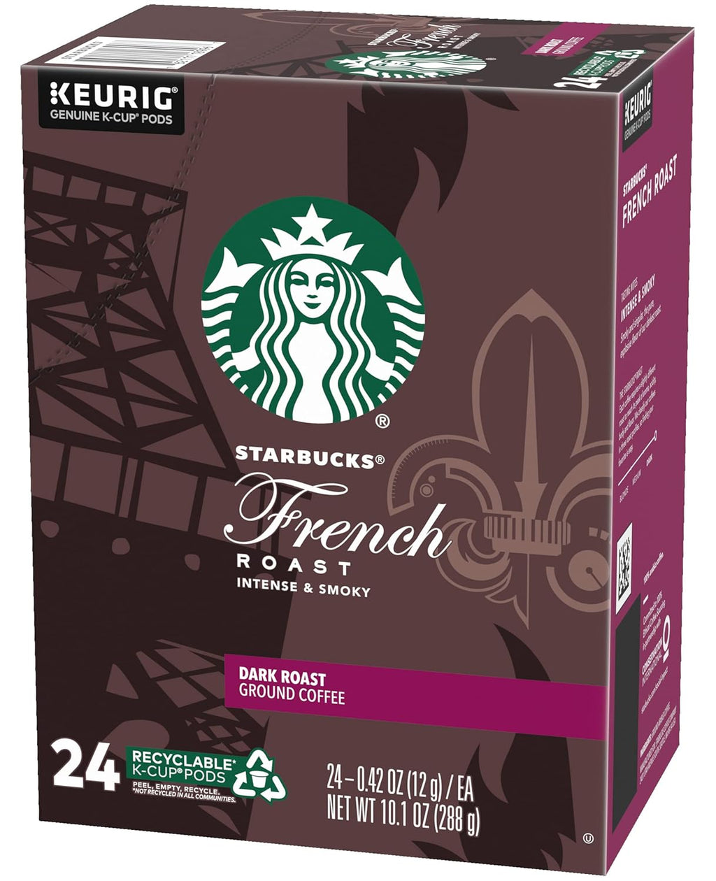 Starbucks French Roast Coffee K-Cup Pods - Intense Dark Roast Flavor | 72 Pods Total (3 Boxes)